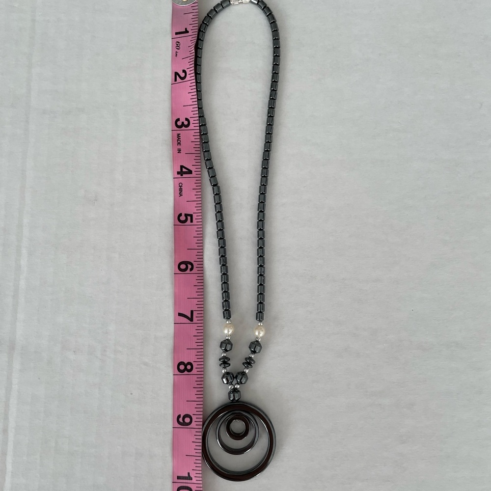 Hematite Concentric Circle Necklace - image 3